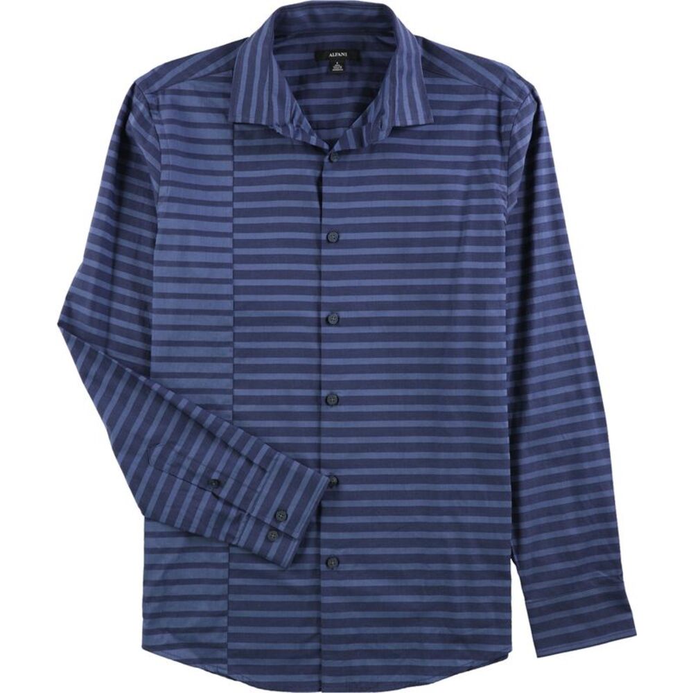 Alfani Mens Fashion Button Up Shirt, Blue, M Neck, DM